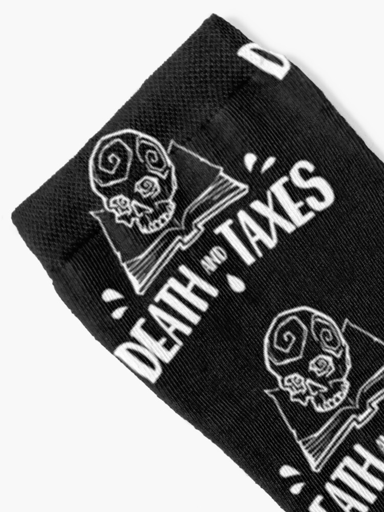 Alternate view of Death and Taxes, Simplistic Logo in White Socks