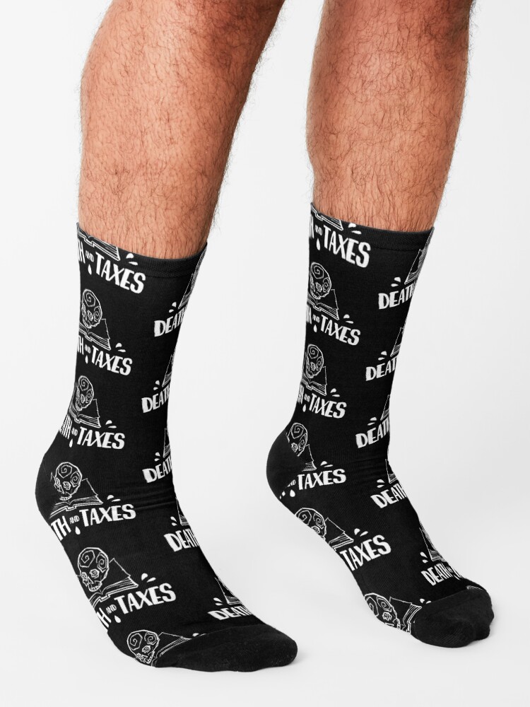 Alternate view of Death and Taxes, Simplistic Logo in White Socks