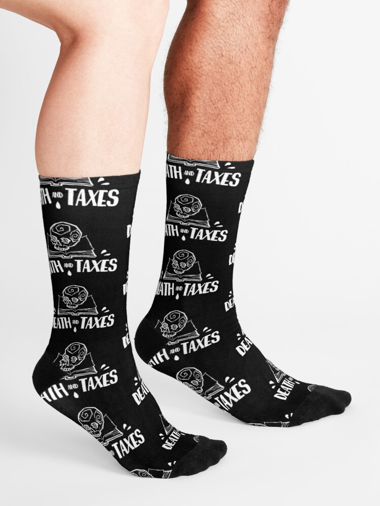 Alternate view of Death and Taxes, Simplistic Logo in White Socks