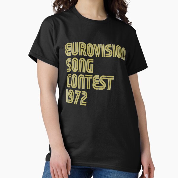 Vista previa del artículo con la obra «Camiseta del Festival de la Canción de Eurovisión 1972», diseñado y vendido por Ellenisti.