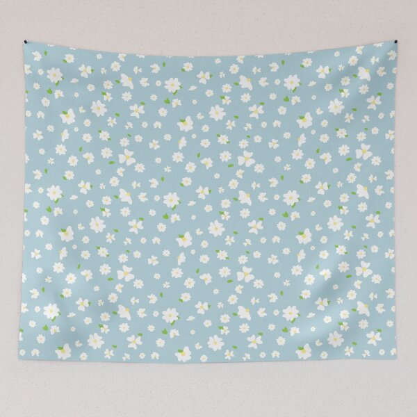 Item preview, white flowers on a blue sky designed and sold by studioMoSa.