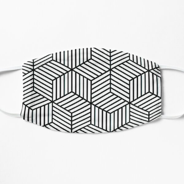 Black and White Isometric Cube Pattern Flat Mask