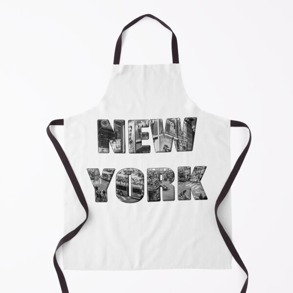 New York (b&w photo filled flat type on white) Apron