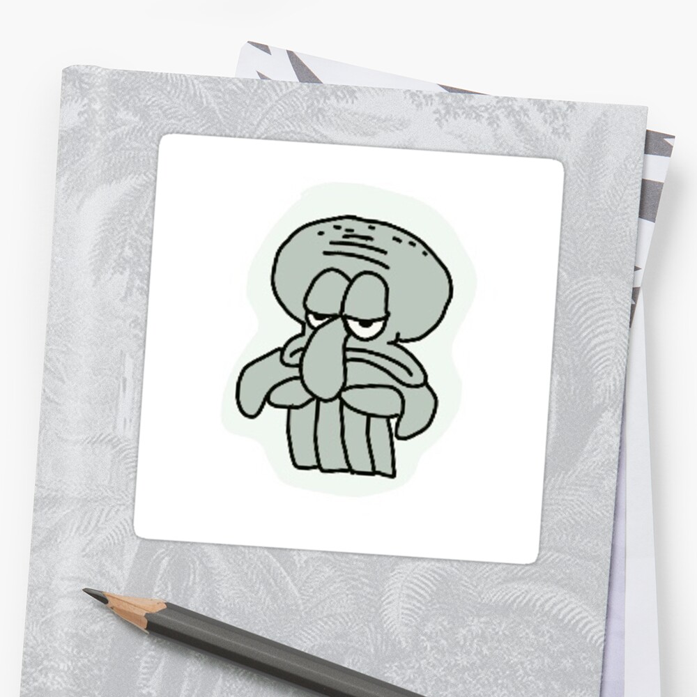 Bored Squidward Sticker By Stickers Redbubble