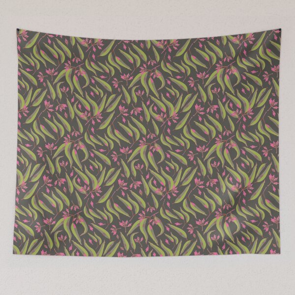 Item preview, Eucalyptus Leaves and Gumnuts - Pink and Dark Green designed and sold by Sketchbook Designs.