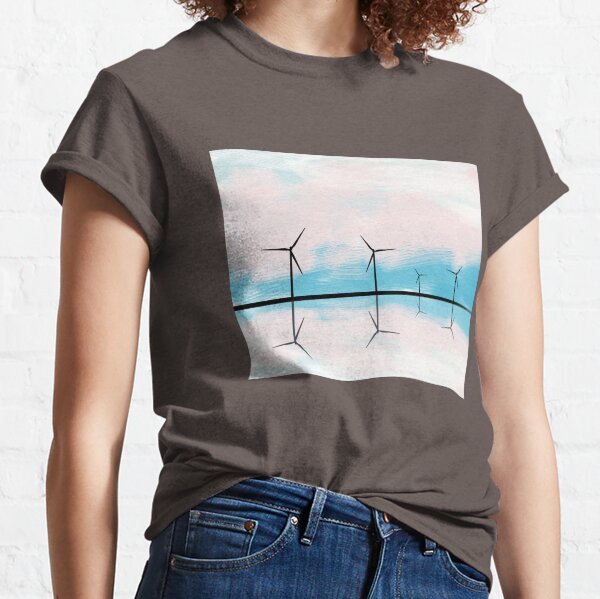 Offshore Wind Turbines Landscape Illustration Classic T-Shirt