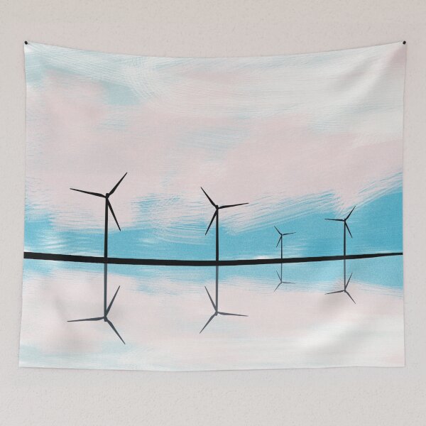 Item preview, Offshore Wind Turbines Landscape Illustration designed and sold by yappei.