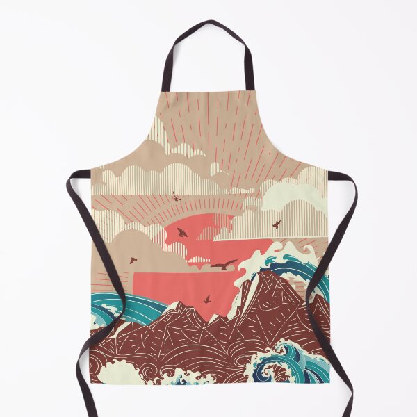 Item preview, Big sea waves and island at sunset designed and sold by AnnArtshock.