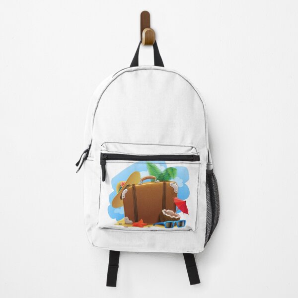 Item preview, Travel Suitcase Summer vacation, Summer Decorative, brown bag, blue sunglasses, and yellow sun hat illustration designed and sold by Halalolo.