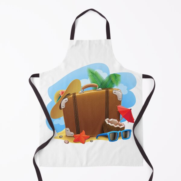 Item preview, Travel Suitcase Summer vacation, Summer Decorative, brown bag, blue sunglasses, and yellow sun hat illustration designed and sold by Halalolo.