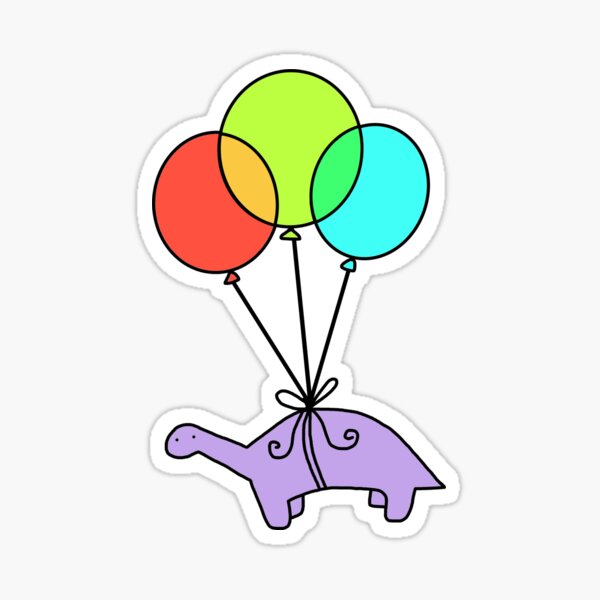 dino volando con globos Pegatina