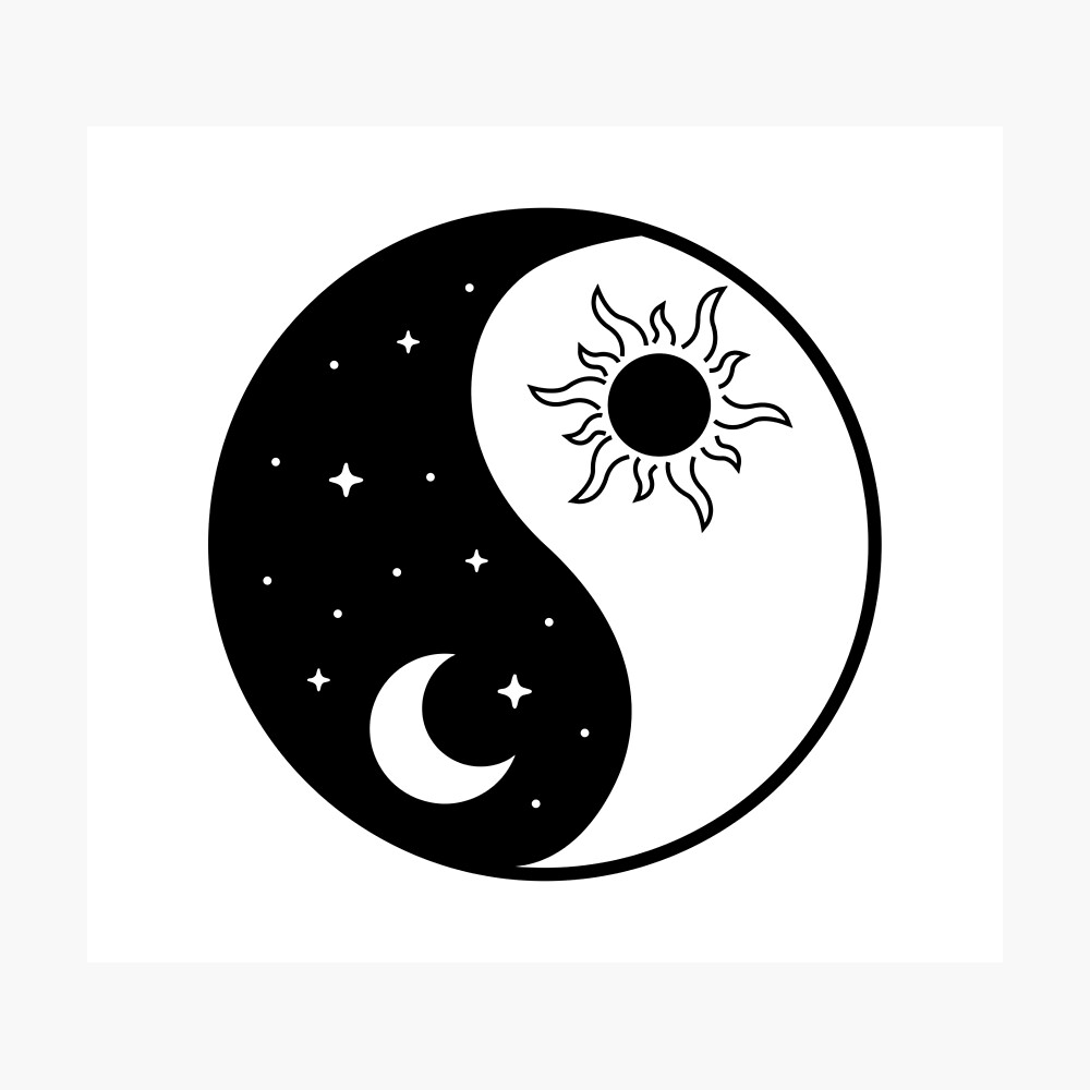 Tatouage Ying Yang Soleil Lune Poster « Soleil et lune Yin et Yang », par TheLadyCat | Redbubble