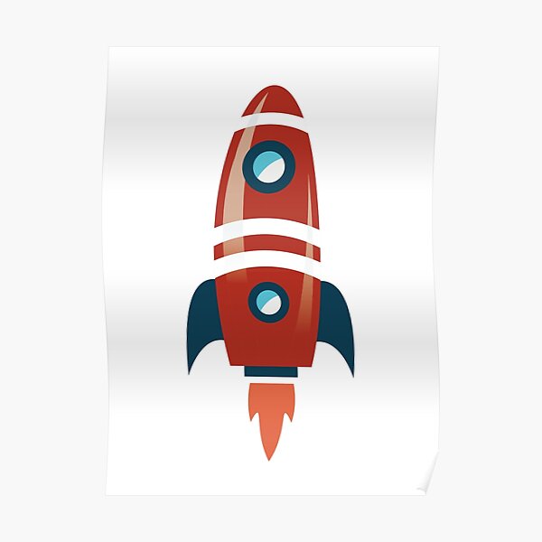 Red Rocket Posters Redbubble - ride a rocket to the space station roblox