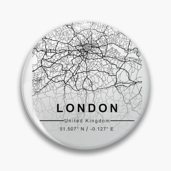 Item preview, LONDON CİTY ROAD MAP POSTER SİMPLE ALL ROADS BLACK AND WHİTEWİTH COUNTRY NAME AND COORDİNATES   designed and sold by rashadat.