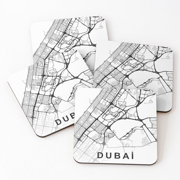 Item preview, DUBAİ CİTY ROAD MAP POSTER SİMPLE ALL ROADS BLACK AND WHİTE WİTH COUNTRY NAME AND COORDİNATES   designed and sold by rashadat.