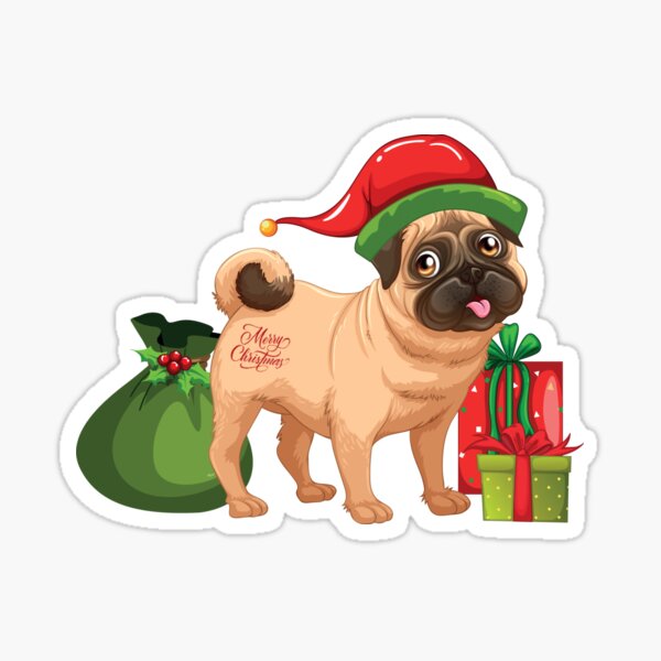 Vista previa del artículo con la obra «Navidad pug», diseñado y vendido por wazoosi.