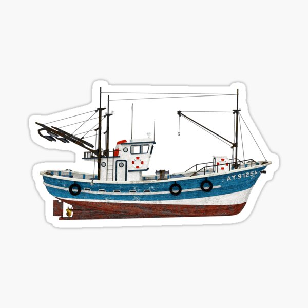 Seitenansicht eines Fischkutters Sticker