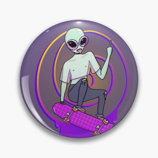 Item preview, alien skater pin! designed and sold by remuchiie.