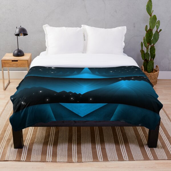Item preview, Abstract geometric mountains at night with shining stars , moon, and sky designed and sold by CiniArt.