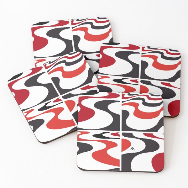 Item preview, Illustration of the Esplanade of Alicante, Spain, wave design, colors, red, black and white designed and sold by Miduart.