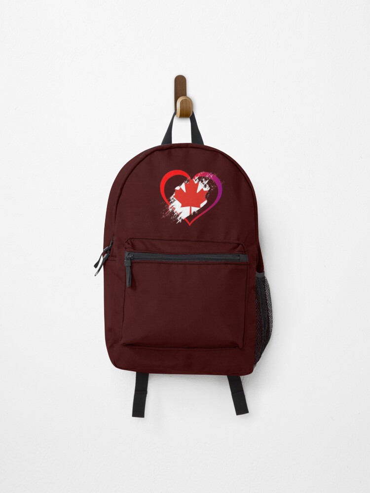 Thumbnail 1 of 3, Backpack, Canadian heart flag designed and sold by P-I-R.