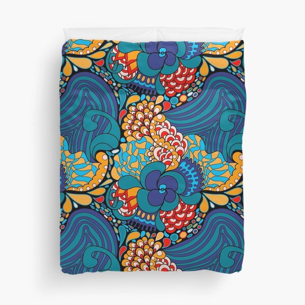 60s hippie psychedelic pattern Duvet Cover