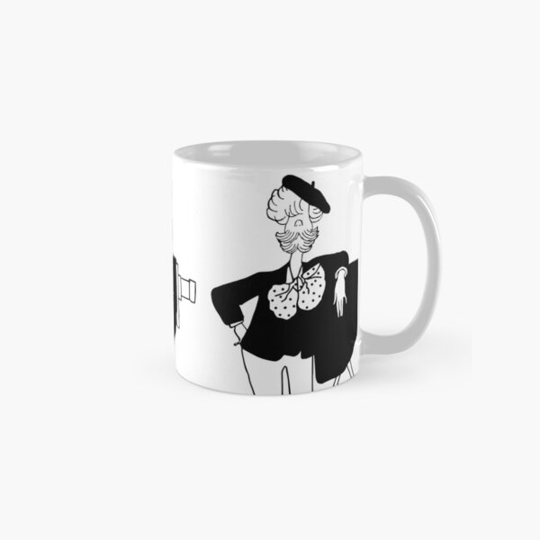 Funny black and white artist with full beard and historical camera Classic Mug