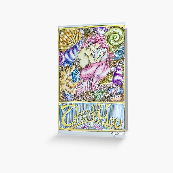 "Thank-You" Mermaid Illustration Greeting Card