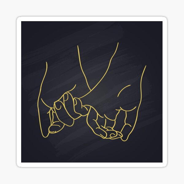 Friendship and love hands concept continuous line drawing Sticker