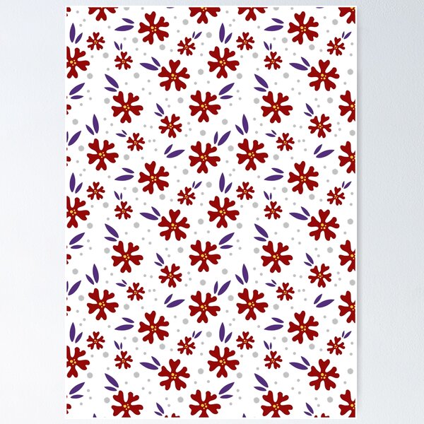 Aperçu de l'œuvre Motifs floraux sans couture rouge bleu blanc # 2 créée et vendue par SalahBlt.