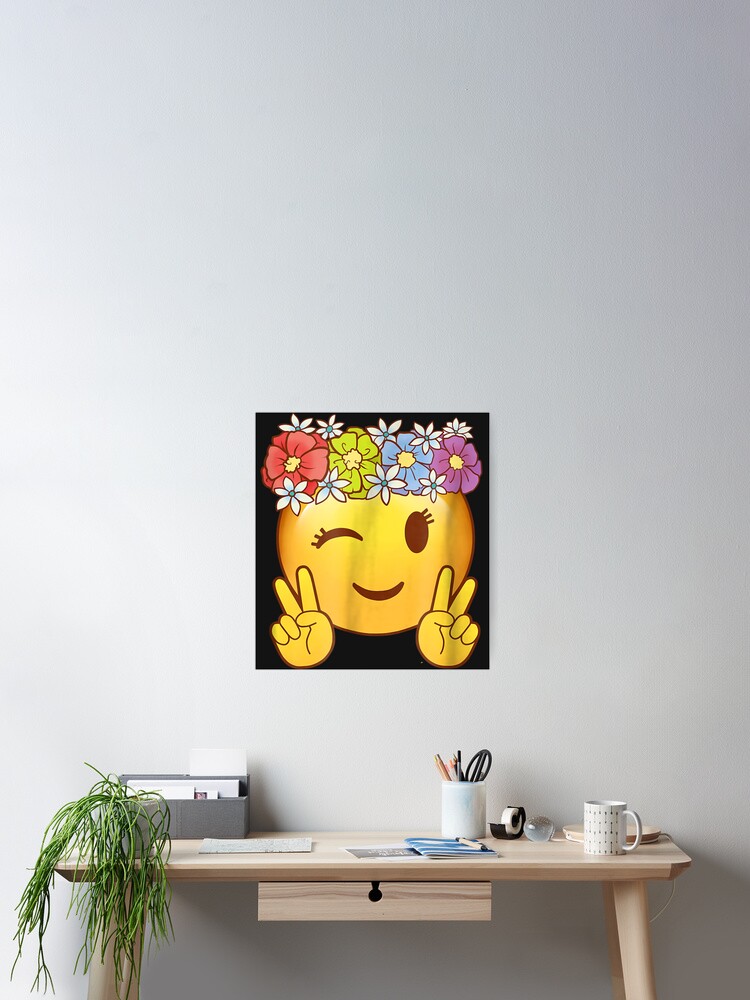 Hippie Flower Power Crown Peace Smiley Emoji Shirt For Girls Hippie Flower Power Crown Peace Smiley Emoji Shirt For Girls