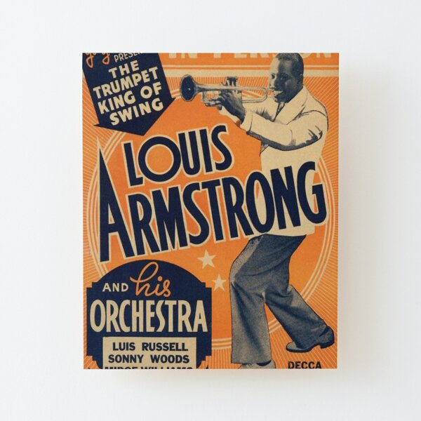 Louis Armstrong Vintage Wood Mounted Print