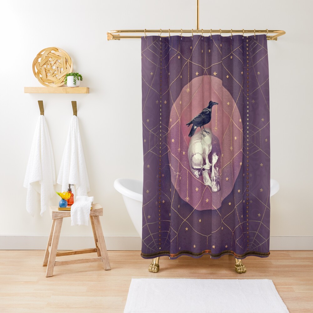 Crow and Skull Collage Shower Curtain