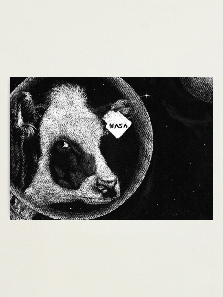 Thumbnail 1 of 3, Photographic Print, Space Cow Astronaut designed and sold by Aeronautdesign.