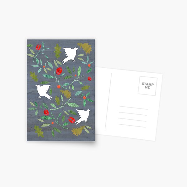 White Doves and Berries Postcard