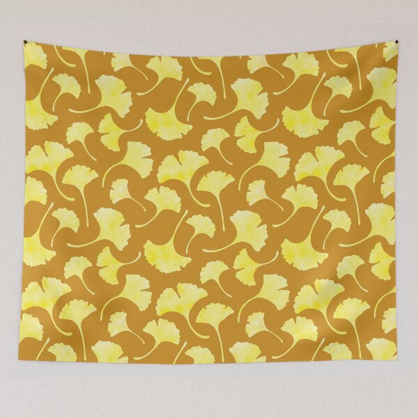 Item preview, Ginkgo Watercolor Leaves Pattern on Orange designed and sold by brittlouise.