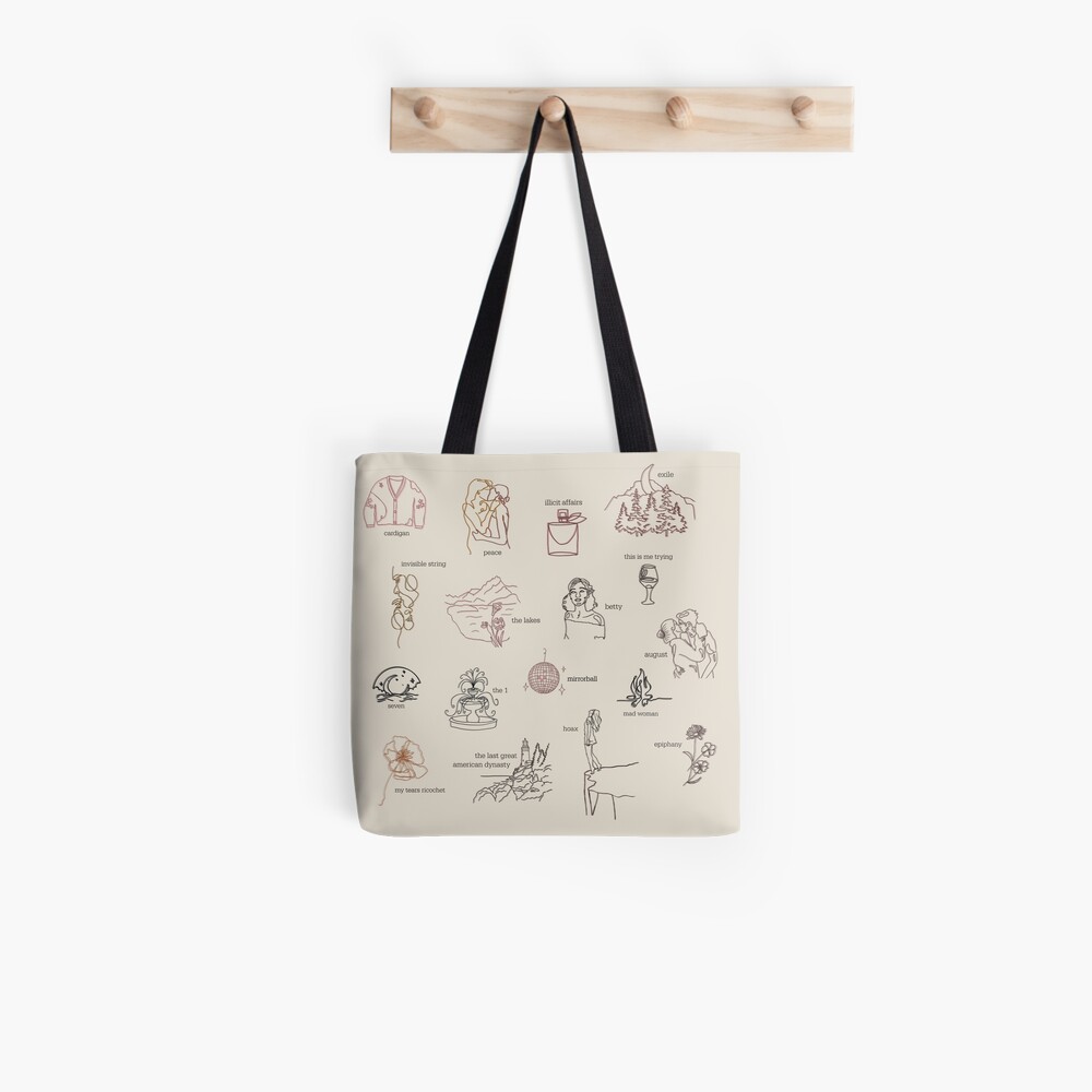 "Taylor Swift Folklore Album Collection (Line art)" Tote Bag by