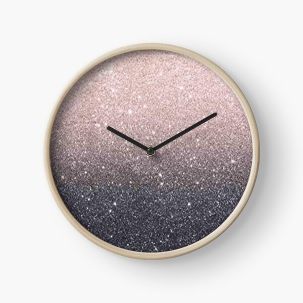 Gradient Rosegold Gray Glitters Clock