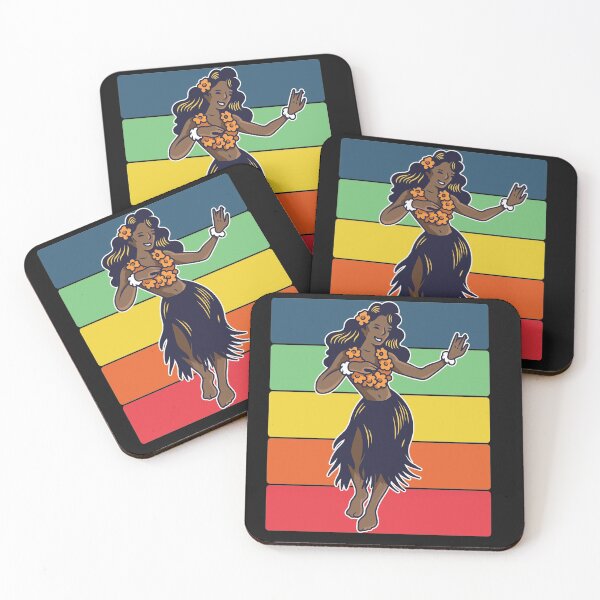 Item preview, colored hula girl, horizontal stripes, retro sunset, hawaii, beach, tropical aloha designed and sold by prteacool.