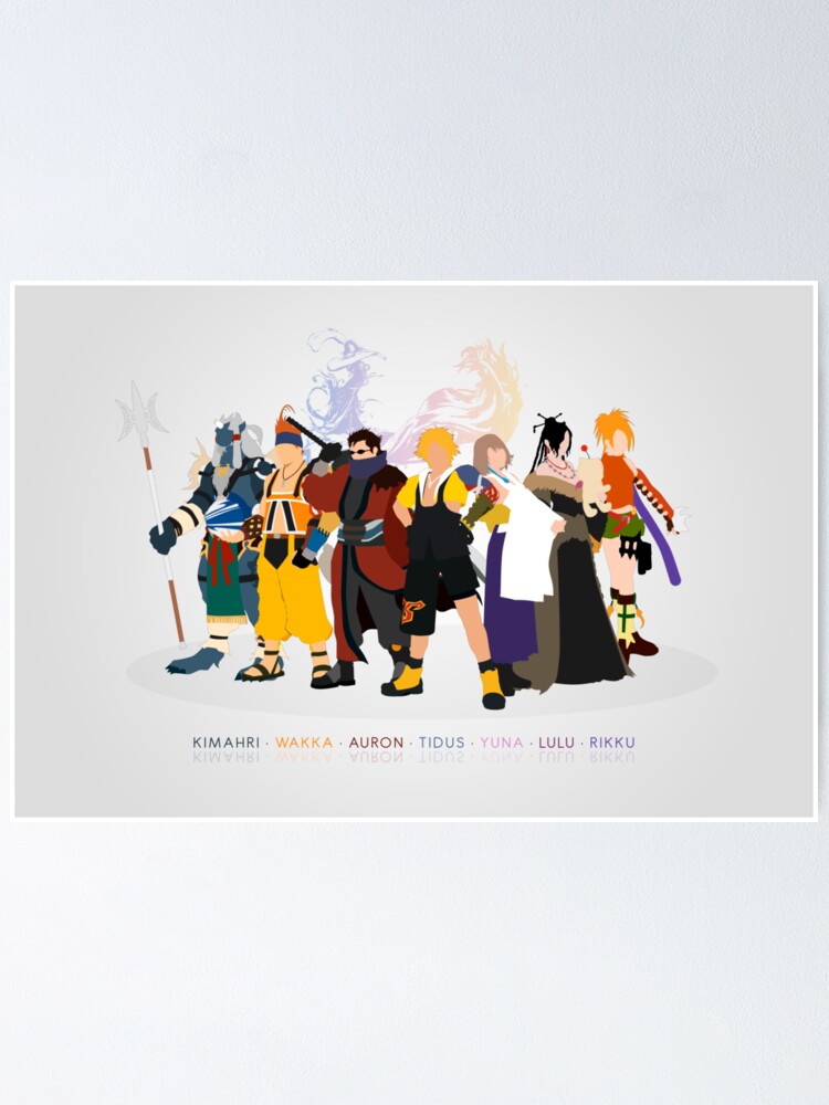 yuna, tidus, rikku, lulu, auron, and 2 more (final fantasy and 1