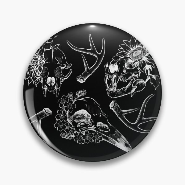 Item preview, Bones & Blossoms (black background) designed and sold by Strange Familiar Art & Design.