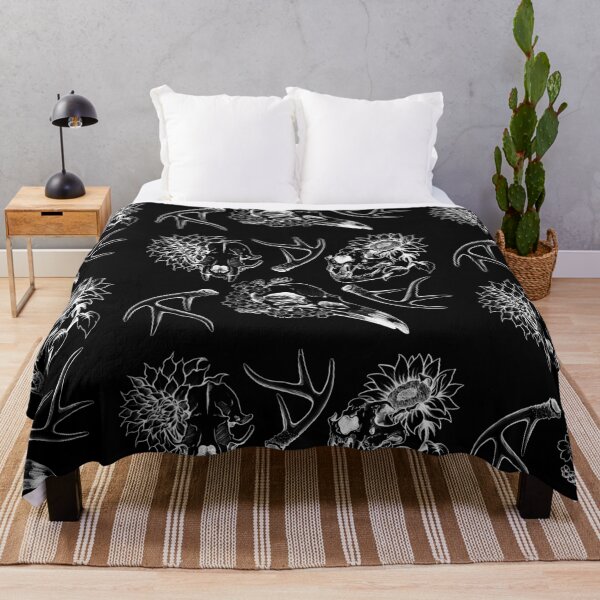 Item preview, Bones & Blossoms (black background) designed and sold by Strange Familiar Art & Design.