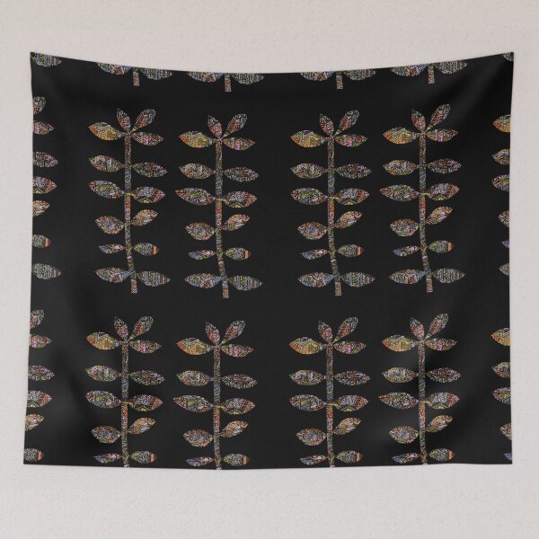 Item preview,  70s retro leaves black designed and sold by ZjalDesign.