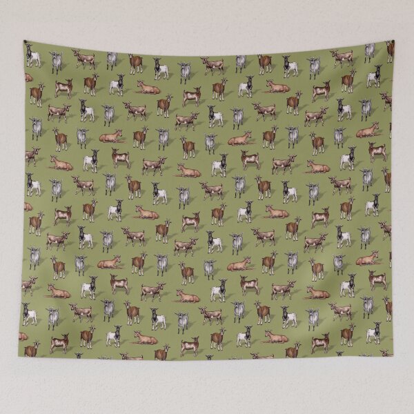 Item preview, Tiny Goats on Green - Goat Herd Pattern designed and sold by somecallmebeth.