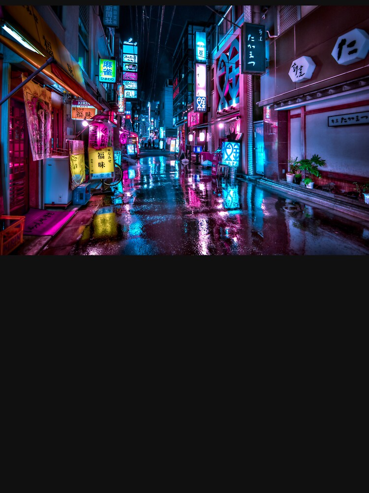 Thumbnail 7 of 7, Classic T-Shirt, Tokyo at Night - Shimbashi designed and sold by TokyoLuv.