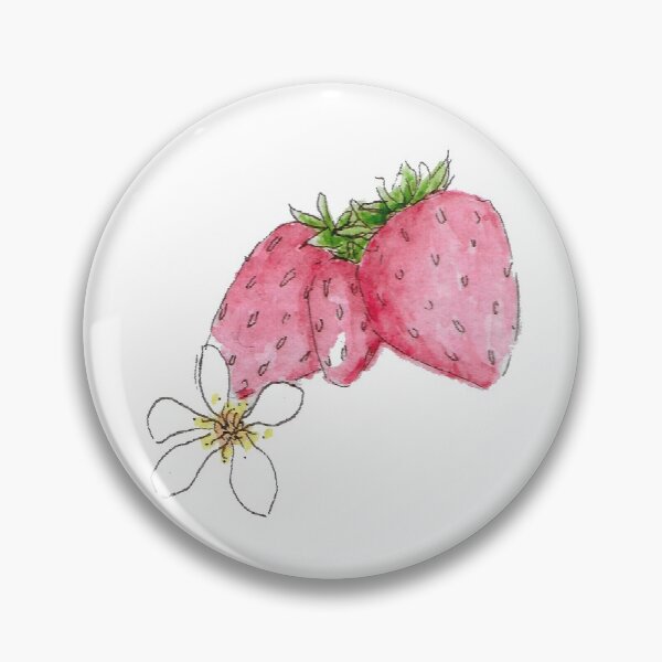 Item preview, Strawberries and Strawberry Blossom Watercolor designed and sold by asleepyfairy.