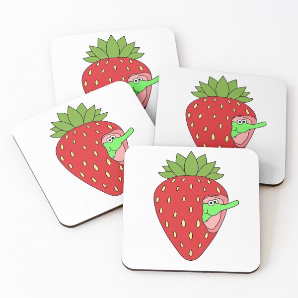Item preview, Green Worm on a String in Red Strawberry designed and sold by IzzyRoseDoesArt.