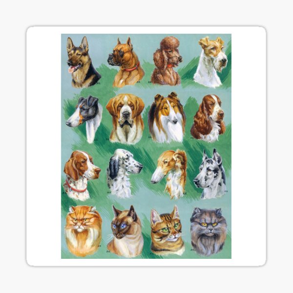 12 chiens et 4 chats Sticker