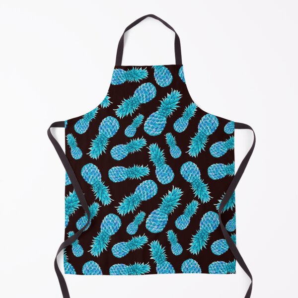 Item preview, Blue pineapple seamless pattern in watercolor on black background designed and sold by Bonheurem.