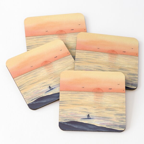Item preview, Calming Sunset Watercolor Surf Art Painting designed and sold by Sandra Connelly.